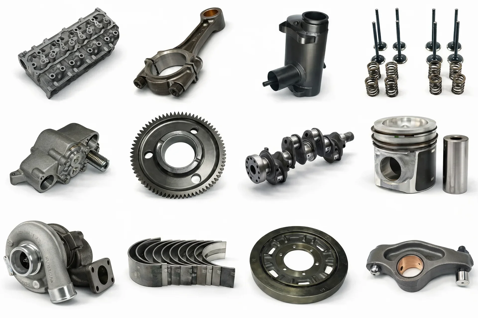 Earthmoving equipment engine components for Caterpillar, Komatsu, Volvo