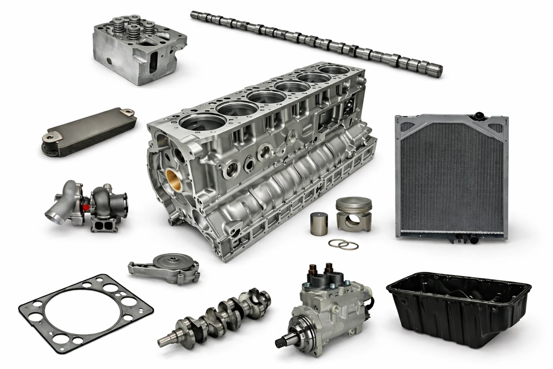 Heavy duty truck engine parts for Mercedes, MAN, Volvo, and Scania